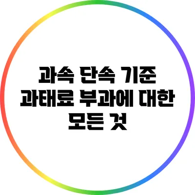 과속 단속 기준: 과태료 부과에 대한 모든 것