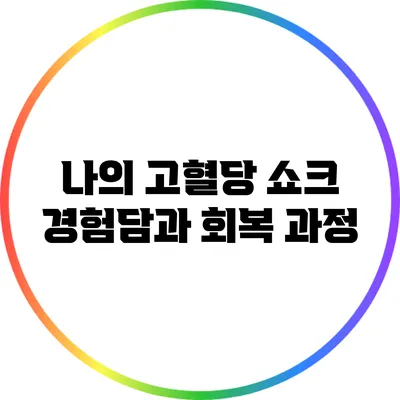 나의 고혈당 쇼크 경험담과 회복 과정