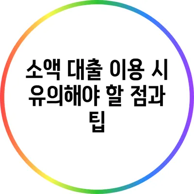 소액 대출 이용 시 유의해야 할 점과 팁