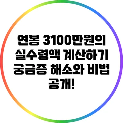 연봉 3100만원의 실수령액 계산하기: 궁금증 해소와 비법 공개!