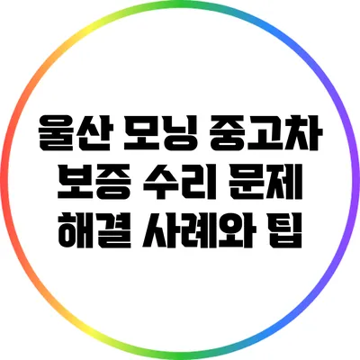 울산 모닝 중고차 보증 수리 문제 해결 사례와 팁
