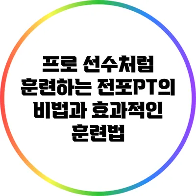 프로 선수처럼 훈련하는 전포PT의 비법과 효과적인 훈련법