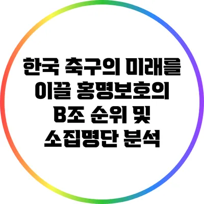 한국 축구의 미래를 이끌 홍명보호의 B조 순위 및 소집명단 분석