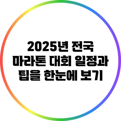 2025년 전국 마라톤 대회 일정과 팁을 한눈에 보기