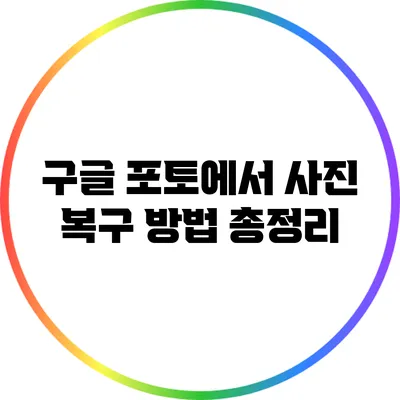 구글 포토에서 사진 복구 방법 총정리