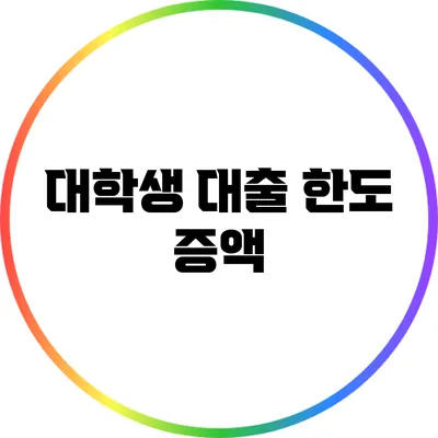 대학생 대출 한도 증액