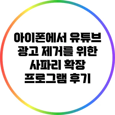 아이폰에서 유튜브 광고 제거를 위한 사파리 확장 프로그램 후기