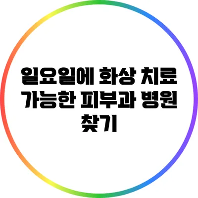 일요일에 화상 치료 가능한 피부과 병원 찾기
