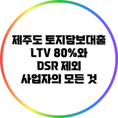 제주도 토지담보대출: LTV 80%와 DSR 제외 사업자의 모든 것