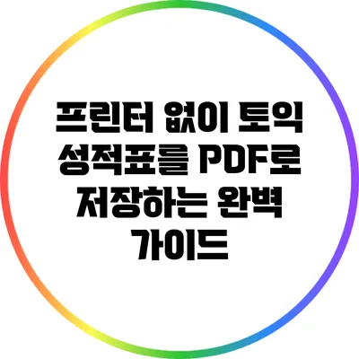 프린터 없이 토익 성적표를 PDF로 저장하는 완벽 가이드
