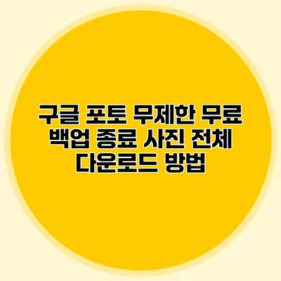 구글 포토 무제한 무료 백업 종료: 사진 전체 다운로드 방법