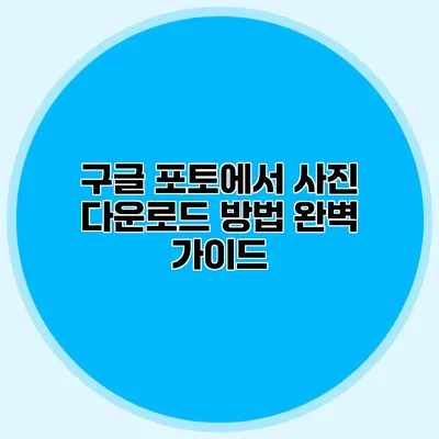 구글 포토에서 사진 다운로드 방법 완벽 가이드