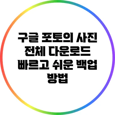 구글 포토의 사진 전체 다운로드: 빠르고 쉬운 백업 방법