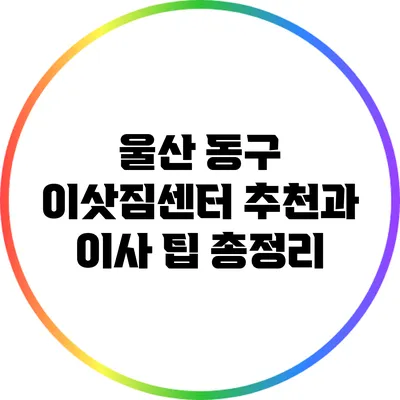울산 동구 이삿짐센터 추천과 이사 팁 총정리