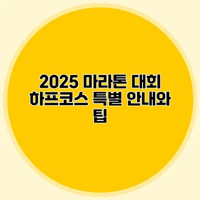 2025 마라톤 대회 하프코스 특별 안내와 팁