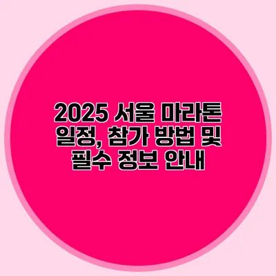 2025 서울 마라톤: 일정, 참가 방법 및 필수 정보 안내