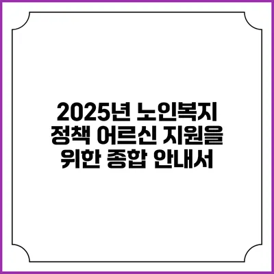 2025년 노인복지 정책: 어르신 지원을 위한 종합 안내서