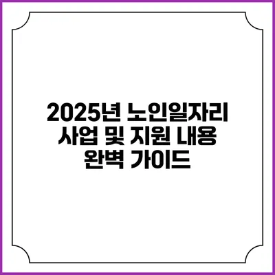 2025년 노인일자리 사업 및 지원 내용 완벽 가이드