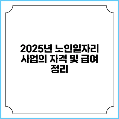 2025년 노인일자리 사업의 자격 및 급여 정리