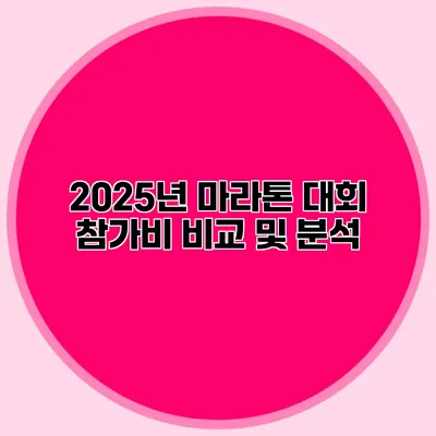 2025년 마라톤 대회 참가비 비교 및 분석