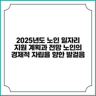2025년도 노인 일자리 지원 계획과 전망: 노인의 경제적 자립을 향한 발걸음