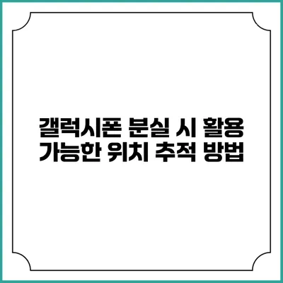 갤럭시폰 분실 시 활용 가능한 위치 추적 방법