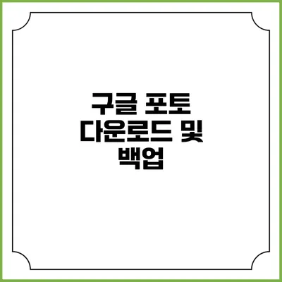 구글 포토 다운로드 및 백업