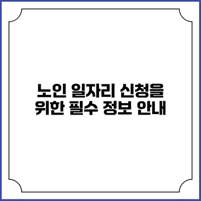 노인 일자리 신청을 위한 필수 정보 안내