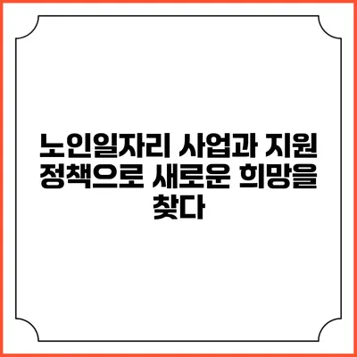 노인일자리 사업과 지원 정책으로 새로운 희망을 찾다