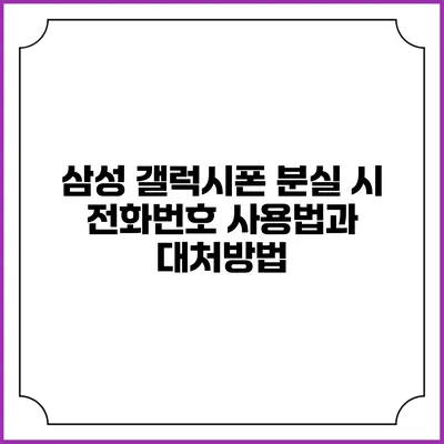 삼성 갤럭시폰 분실 시 전화번호 사용법과 대처방법