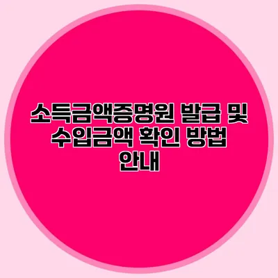 소득금액증명원 발급 및 수입금액 확인 방법 안내