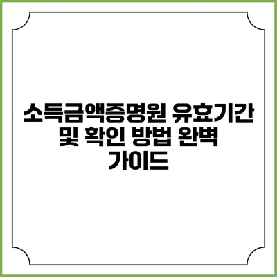 소득금액증명원 유효기간 및 확인 방법 완벽 가이드