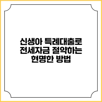 신생아 특례대출로 전세자금 절약하는 현명한 방법