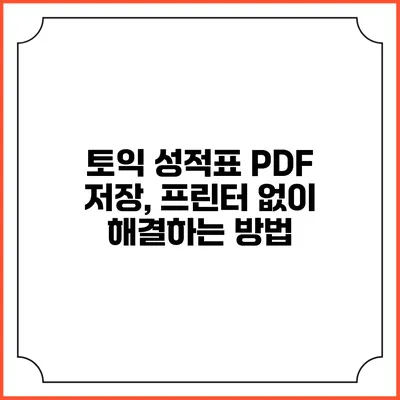 토익 성적표 PDF 저장, 프린터 없이 해결하는 방법