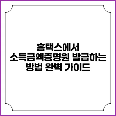홈택스에서 소득금액증명원 발급하는 방법 완벽 가이드