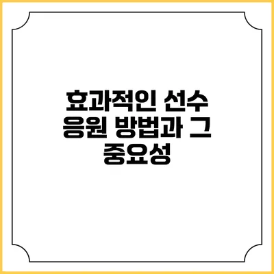 효과적인 선수 응원 방법과 그 중요성