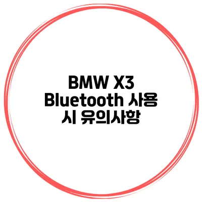BMW X3 Bluetooth 사용 시 유의사항