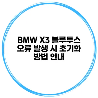BMW X3 블루투스 오류 발생 시 초기화 방법 안내