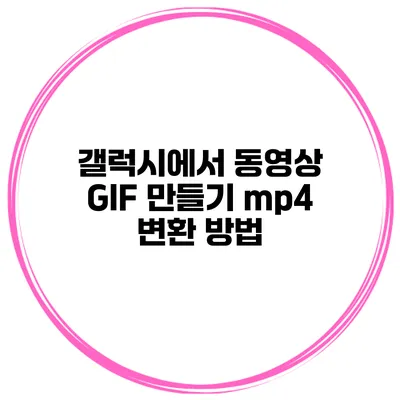 갤럭시에서 동영상 GIF 만들기 mp4 변환 방법