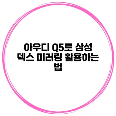 아우디 Q5로 삼성 덱스 미러링 활용하는 법
